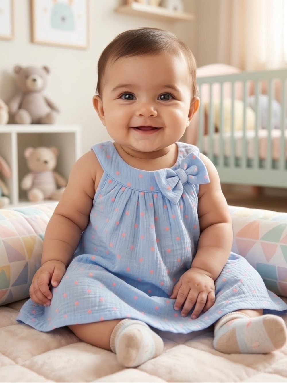 [just one you by Carter’s] Blue with Pink Polka Dots With Bow - 9 months